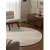 Elle Decoration Lyon - Tappeto di lana Beans rotondo, naturale e fatto a mano, tappeto in lana Skandi Loop Design, tappeto naturale in tinta unita con struttura perline, color crema naturale, Ø 160 cm