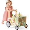 ROBOTIME Baby Walker, carrello regolabile in legno per bambini, centro attività divertente 3 in 1 con ingranaggi, controllo della velocità e dell'altezza, camminatore di apprendimento sicuro per