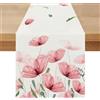 Brylleii Runner da Tavola Moderno Floreale Primavera 40 x 100 cm Rustico Runner da Tavolo Lino Lavabile Estivo Centro Tavola Letto Decorazioni Elegante Tovaglia per Soggiorno Sala da Pranzo Cucina