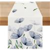 Brylleii Runner da Tavola Moderno Floreale Primavera 40 x 200 cm Rustico Runner da Tavolo Lino Lavabile Estivo Centro Tavola Letto Decorazioni Elegante Tovaglia per Soggiorno Sala da Pranzo Cucina