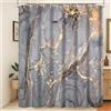 Xiaoterna Tenda da doccia in marmo Tenda da bagno moderna astratta grigio oro Grigio Tenda da doccia impermeabile in tessuto splatter oro Tessuto impermeabile lavabile in lavatrice 240x180cm