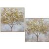 DRW Quadro con Albero in Legno con Cornice e Dipinto a Mano in Bianco e Verde, Medidas: 80x3.5x80cm
