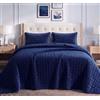 Tribeca Living Set copripiumino per letto queen size in velluto, 3 pezzi, include trapunta sovradimensionata e due federe, velluto morbidissimo da 260 g/m², blu navy