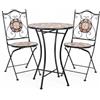 Bizzotto Set Bistrot Tavolo Mosaico 60 Cm Con 2 Sedie Pieghevoli Santorini Bizzotto