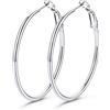 GoldChic Orecchini a Cerchio Donna 40mm Cerchi Donna Orecchini Cerchio Grandi in Acciaio Inossidabile Argento Confezione Regalo