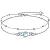 POPLYKE Cavigliera celtica da donna in argento Sterling 925, con pietra di luna irlandese, Argento Argento sterling, pietra di luna