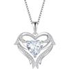 FJ Collana Ala d'Angelo Cuore in Argento Sterling 925 Collane con Ciondolo Zirconia Cubica con Aprile Pietre Portafortuna Gioielli Regalo per Donna
