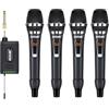 ACEMIC Sistemi microfonico wireless UHF Microfono senza fili cordless a 4 canali con 4 microfoni dinamici portatili per servizi religiosi, discorsi, matrimoni e macchine per karaoke, Q4
