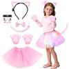 Aitsite Costume di Halloween Gonna Gatto Bambini, Costume da Gatto Luminoso, Costume di Halloween Ragazza, tutù a LED in tulle, Gonna con Gatto Headband, Cravatta, Guanti e coda