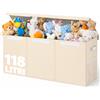 BAKAJI Contenitore Box 3 Scomparti Beige Scatola Cesta Giocattoli Organizer Multiuso