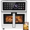 Emphsism Friggitrice ad Aria 8L XXL | Airfryer Su/Giù Doppi Resistenza, Friggitrice Aria Visiva con Luce Integrata 12 Programmi 2150W Corpo in Metallo, Air Fryer con Ricettario Max 200°C Adatto All Familiare
