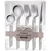Decor Decorline Decorline - Set di posate in plastica robusta riutilizzabile - 40 pezzi - Ciascuno include 16 forchette, 8 coltelli, 8 cucchiai e 8 cucchiaini da caffè/tè - Noble Collection - Argento lucido