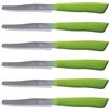 Tredoni 6 Coltelli da Cucina - 11cm Acciaio Inossidabile Italiano Coltello Posate da Verdure/Bistecca/Tavola Seghettato, Punta Arrotondata (Verde)