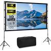 Azyvum Schermo Proiettore con Supporto 100, 4K HD 16:9 Portatile Schermo Proiettore, Grandangolo di 160 Gradi, Perfetta per Teatro Domestico Festa, Outdoor