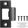 PATIKIL Piastra Battuta Serratura Porta 2-3/4, 1Pz Piastra Sblocco a T Acciaio Inossidabile, Piastra Posteriore Porta con Viti per Uso Porta Interna Esterna (Foro Grande), Nero