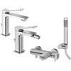 PAFFONI Composizione miscelatori lavabo e bidet c/scarico + misc. vasca cromo Tilt Paffoni - Cod. Articolo: TI075CR+TI135CR+TI023CR