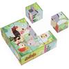 Janod Cubi Puzzle in Cartone per Bambini e Neonati, Tema della Fattoria, 9 cubi e 6 possibili Puzzle, Giocattolo per la Prima Infanzia, Abilità motoria fine, Colori ad Acqua, da 2 Anni, J03329