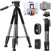 K&F CONCEPT Treppiede Fotocamera e Smartphone 190cm, Treppiede Leggero in Alluminio S255A3+BV01 con Telecomando Bluetooth/Borsa/Clip 2-in-1, Cavalletto Fotografico per Reflex/DSLR/iPhone/Samsung