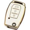HIBEYO Custodia per chiave auto compatibile con SsangYong Tivoli Rexton Korando C Kyron 2 Sanka TPU custodia portachiavi custodia protettiva telecomando portachiavi cassa portachiavi oro bianco