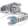 HUKKUN Anello con cucchiaio da cavallo, in argento Sterling, regolabile, con ferro di cavallo, regalo per donne, metallo prezioso