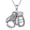 ONEFINITY Guantoni da boxe catena in argento Sterling 925 con ciondolo a forma di scatola, per donne