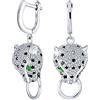 Bling Jewelry Estate Art Deco Style Animali Macchiati Nero Bianco Gatto Pantera Occhio Verde Cubic Zirconia Pave CZ Lever Back Pendenti Goccia Per Donne Argento Placcato Ottone