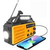 Winnes Solar Radio,Winnes Radio AM/FM con Emergenza LED Portatile Radiolina a Manovella Dinamo Ricaricabile 8000mah Batteria,Power Bank,Torcia Elettrica,Lampada da lettura,Allarme SOS per il Campeggio