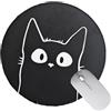 BAMINX Tappetino per mouse rotondo in gomma antiscivolo per laptop giochi, simpatico motivo gatto tappetino per mouse per ufficio viaggio maschio femmina bambini (nero)