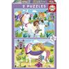 Educa - Set di 2 puzzles per bambini con 20 pezzi. 4 anni. Unicorni e fate (18064)