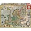 Educa - Puzzle 1000 pezzi Mappa dell'Europa | Puzzle educativo | Misura 68x48 cm | Include colla Fix | Per adulti 14+ (19624)