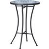 Outsunny Tavolino da Giardino Rotondo in Metallo con Piano in Ceramica, Design a Mosaico, Ф35.5x53.5cm, Blu|Aosom