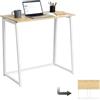 MEUBLE COSY Scrivania per Computer Pieghevole Postazione di Lavoro per Ufficio, Studio, Piccoli Spazi, Facile da Montare, Struttura in Metallo, Rovere e Bianco, 80x44x74cm