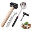 HZIYOU Set di strumenti per aprire le noci di cocco, kit per aprire le noci di cocco in acciaio inossidabile, apri gusci, martello, grattugia per noci di cocco, apri buchi (4 pezzi)