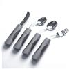 Curavita Set Posate Adattive con Peso - per Tremori e Parkinson, Coltello Oscillante a 42°e Cucchiaio Profondo, 71 g (Grigio, Mano Sinistra)