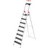 Hailo L100 Topline - Scala di sicurezza in alluminio, 8 gradini XXL fino a 150 kg, con staffa di fissaggio estraibile, blocco piattaforma, molti accessori, scala pieghevole in alluminio, made in