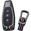 ontto Cover per chiave con telecomando compatibile con Ford Puma ST MK2 Fiesta MK7 MK8 Kuga MK3 Focus MK4 Mondeo B-Max C-Max Fusion Galaxy MK3 custodia protettiva chiave auto portachiavi 3 tasti