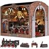 ETKVR Kit Book Nook per Adulti, Modello DIY Book Nook, Puzzle 3D in Legno Fermalibri Booknook Miniatura Casa delle Bambole per Inserto Libreria Decorazione Casa - Train Repair Station