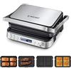 AMZCHEF 2000W Griglia Elettrica 4-in-1 - Piastra Panini, Piastra Waffle e Sandwich Maker con Piastre Intercambiabili Antiaderenti, Temperatura 80-230°C, Timer e Apertura 180°