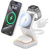 Tigratigro Caricatore Wireless 3 in 1 Pieghevole, Magsafe Stazione di Ricarica per iPhone Serie 16/15/14/13/12, iWatch 10/9/Ultra/8/7/6/5/4, AirPods 4/3/2/Pro (Argento)