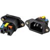 RUNCCI-YUN 2 Pezzi connettori presa di alimentazione 3 pin IEC C14 (impugnatura tricolore) C14 Adattatore per spina per montaggio a pannello,250V 10A,foro filettato(nera)