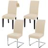 SUKAIKEQA Copri sedia da pranzo universale elasticizzato (set di 4/6/8 pezzi con schienale) per soggiorno, cucina, ufficio, sala da pranzo, coprisedia per feste, lavabile e rimovibile. (4, Beige)