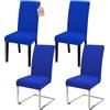 SUKAIKEQA Copri sedia da pranzo universale elasticizzato (set di 4/6/8 pezzi con schienale) per soggiorno, cucina, ufficio, sala da pranzo, coprisedia per feste, lavabile e rimovibile. (4, Blu Tesoro)