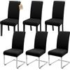 SUKAIKEQA Copri sedia da pranzo universale elasticizzato (set di 4/6/8 pezzi con schienale) per soggiorno, cucina, ufficio, sala da pranzo, coprisedia per feste, lavabile e rimovibile. (6, Nero)