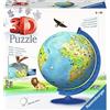 Ravensburger - Puzzle didattico con palline 3D, a forma di globo terrestre, a partire dai 6 anni, 180 pezzi numerati da assemblare senza colla, supporto rotante incluso, 12339