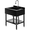 Garvee Lavello in acciaio inox 65×53×100CM, lavello da cucina indipendente 1 bacino, Lavelli commerciali con rubinetto tubi acqua fredda e calda, per lavanderia cucina all'aperto gastro negozio ristorante