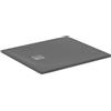 Ideal Standard - Ultra Flat S+, Piatto doccia rettangolare ultrasottile in resina effetto pietra, 100x90cm, Ideal Solid, Scarico lato corto, Grigio cemento