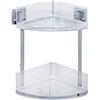 WENKO Vacuum-Loc portaoggetti angolare a 2 piani in acciaio inox Quadro, Acciaio inossidabile, 28 x 32.5 x 19.5 cm, Lucido