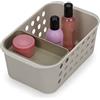 Joseph Joseph EasyStore - Cesto organizzatore portaoggetti per essenziali bagno con vassoio movibile, beige, piccolo