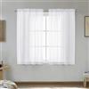OVZME Tende trasparenti bianche lunghe 114 cm, 2 pannelli, con tasca per asta, tende in voile per piccole finestre, ognuna da 106 x 114 cm.