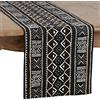 SARO LIFESTYLE 661.BK1690B - Runner da tavola in tessuto di fango collezione Malian, 100% cotone, colore: Nero
